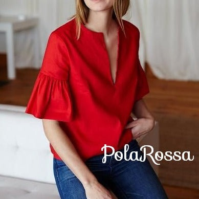 BLUSA CUELLO V CAMPANAS RECOGIDAS