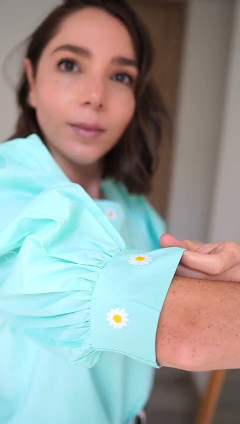 BLUSA MANGA BOMBACHA BORDADA