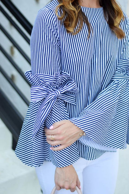 BLUSA RAYAS MANGA CAMPANA