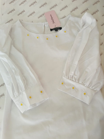 BLUSA MANGA BOMBACHA BORDADA