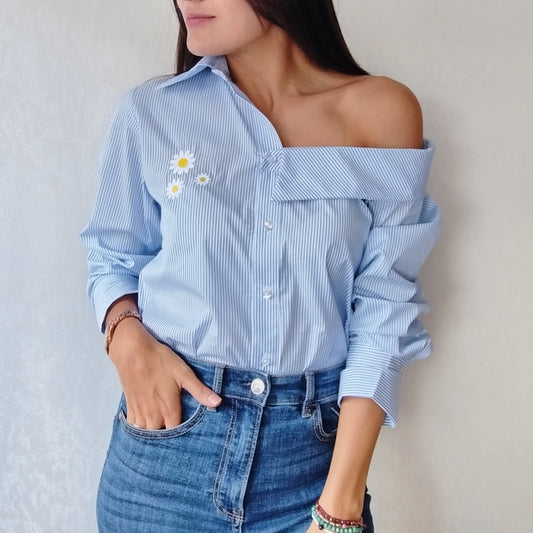 CAMISA ASIMÉTRICA BORDADA