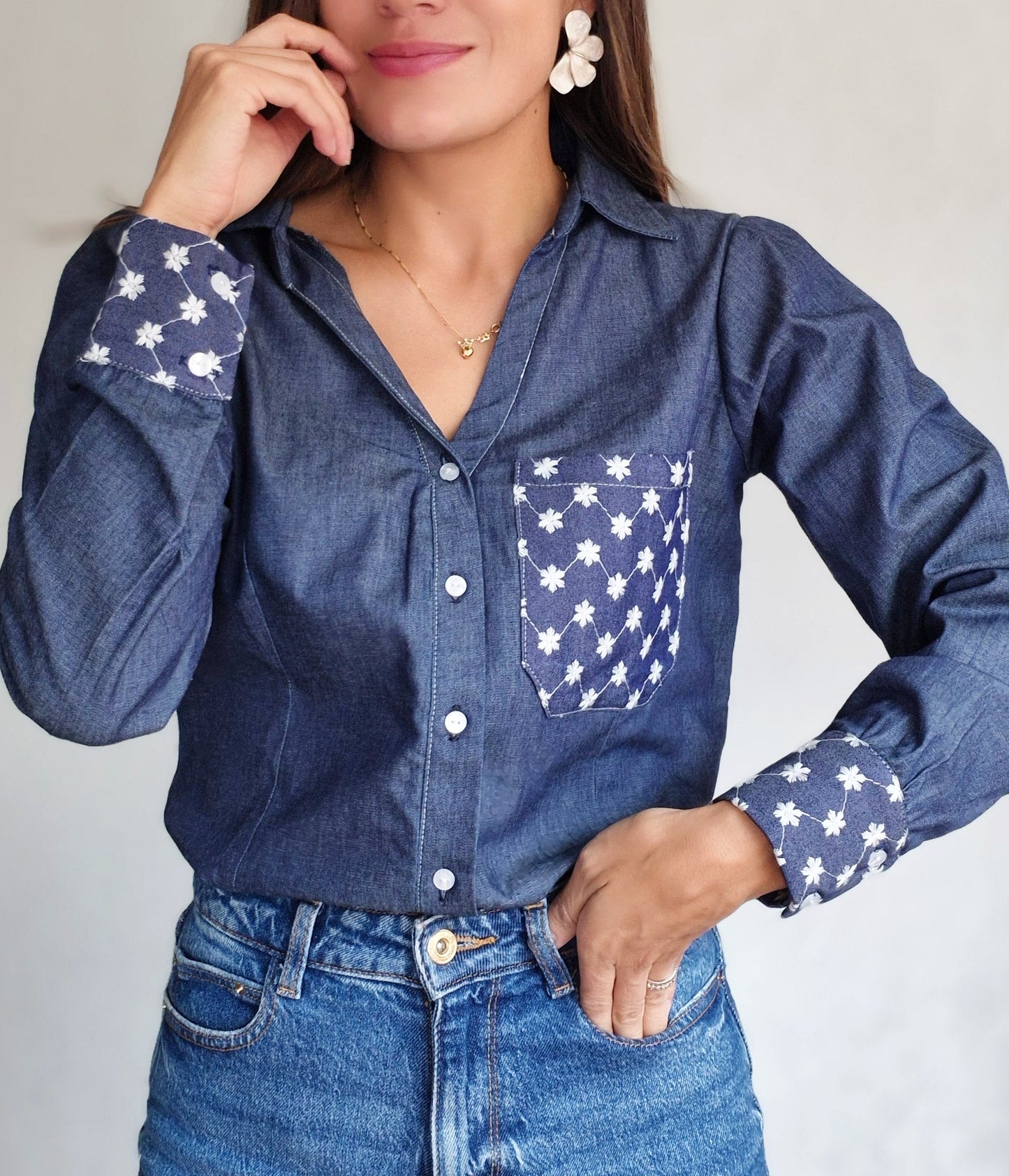 CAMISA DENIM APLIQUE