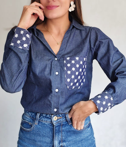 CAMISA DENIM APLIQUE