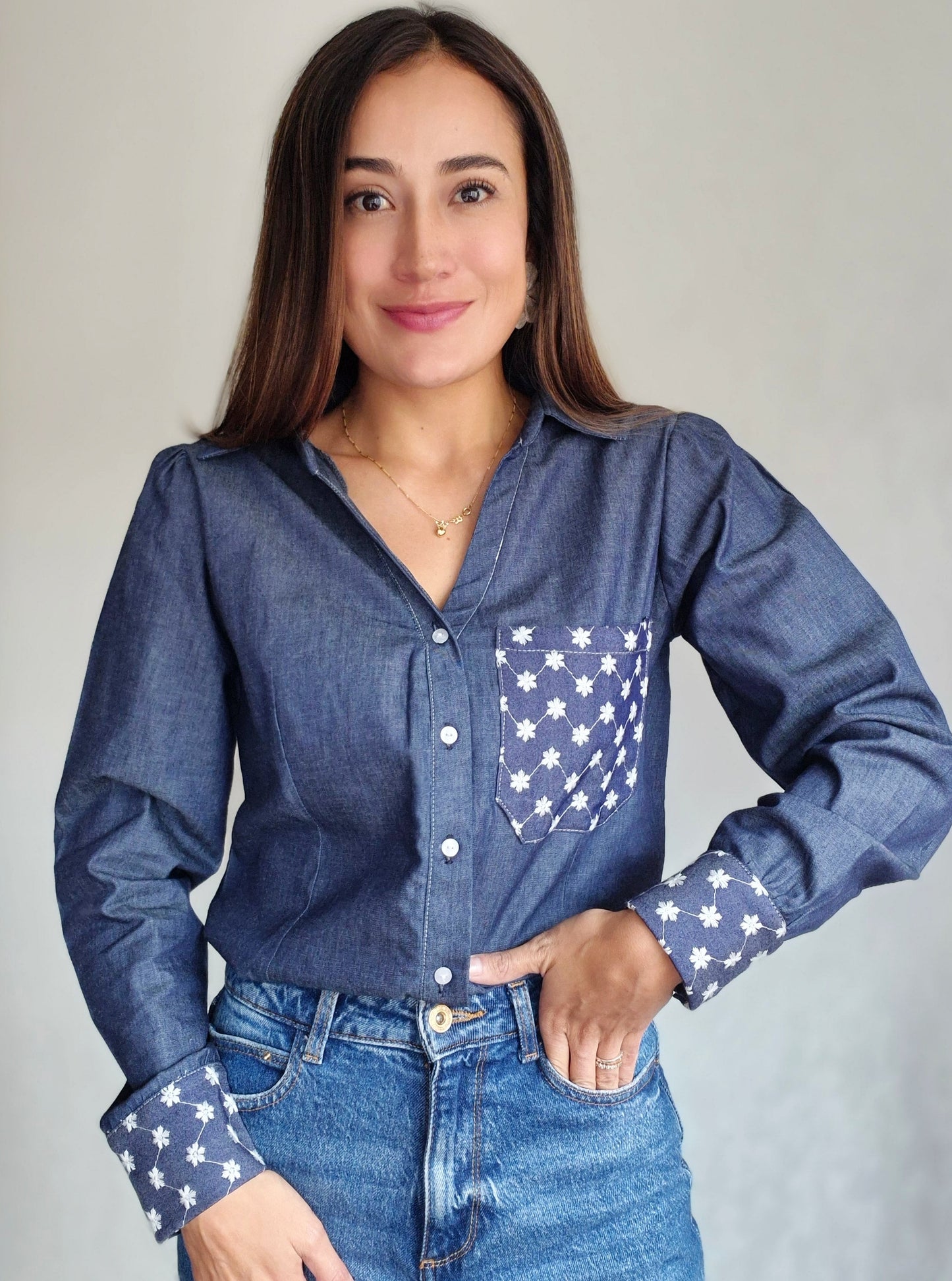 CAMISA DENIM APLIQUE