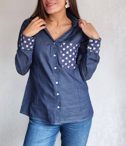 CAMISA DENIM APLIQUE